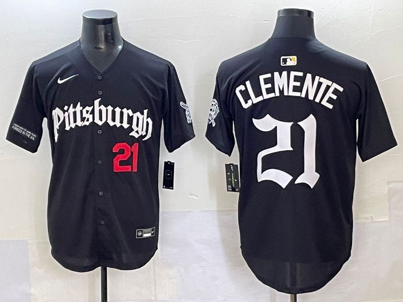 Men 2025 Pittsburgh Pirates #21 Clemente Black Five generations Joint Name Nike MLB Jersey style 5->pittsburgh pirates->MLB Jersey